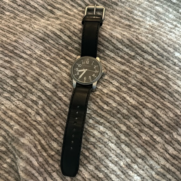 Burberry Military Black Dial Black Leather Strap Men s Watch BU7805